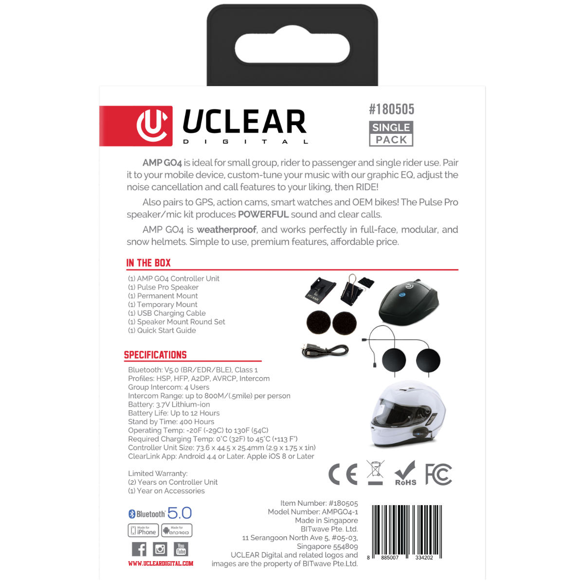 Uclear AMP GO4 bluetooth headset. - Afbeelding 3